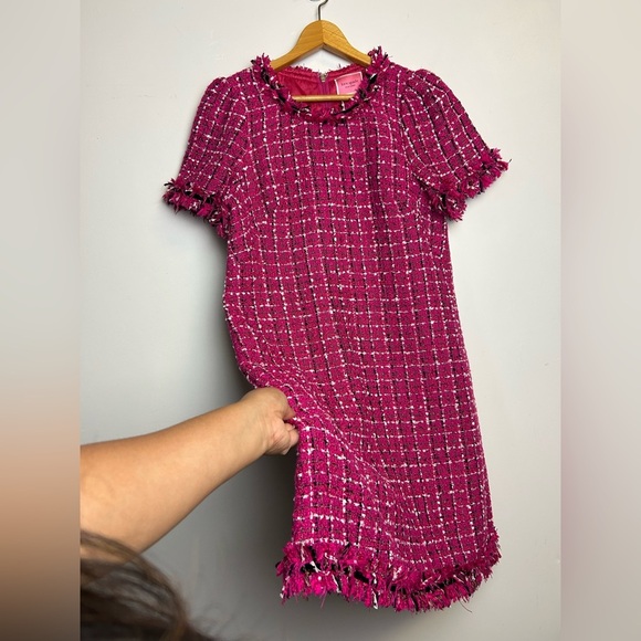 Kate spade New York Tweed Midi Dress Pink Barbiecore Old Money Clean Girl Size 8 - Picture 4 of 13